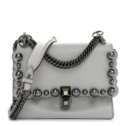 Fendi Vitello Liberty Scalloped Studded Small Kan I Shoulder Bag Grigio Perla 1 of 11