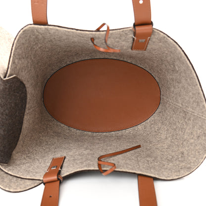 Loewe Calfskin Felt Elephant Basket Tote Brown Beige 6 of 10