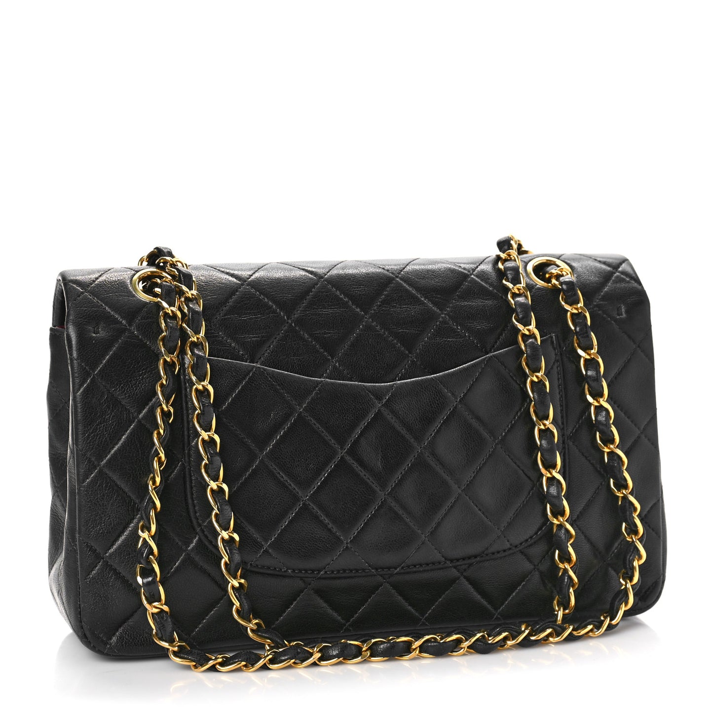 Lambskin Quilted Medium Double Flap Black