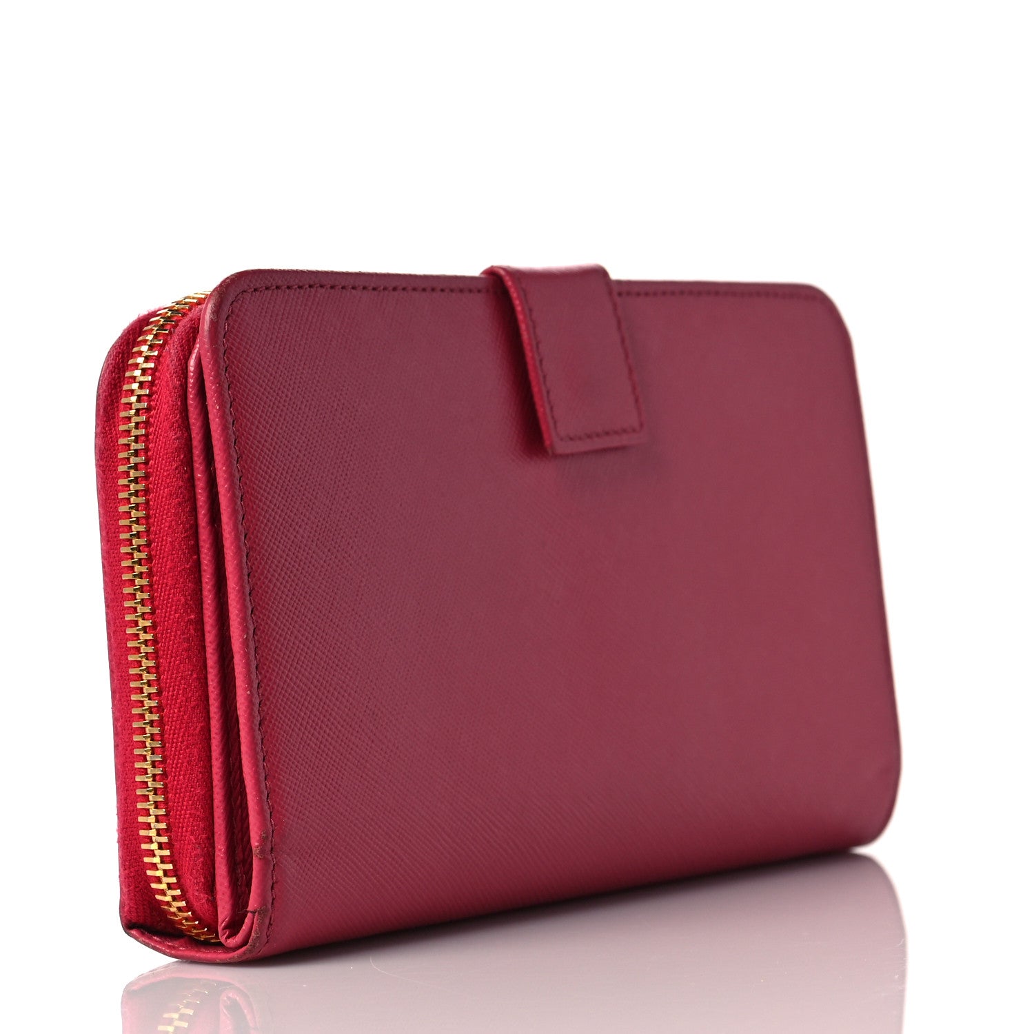 Prada Saffiano Metal Wallet Pink 3 of 9