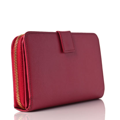 Prada Saffiano Metal Wallet Pink 3 of 9