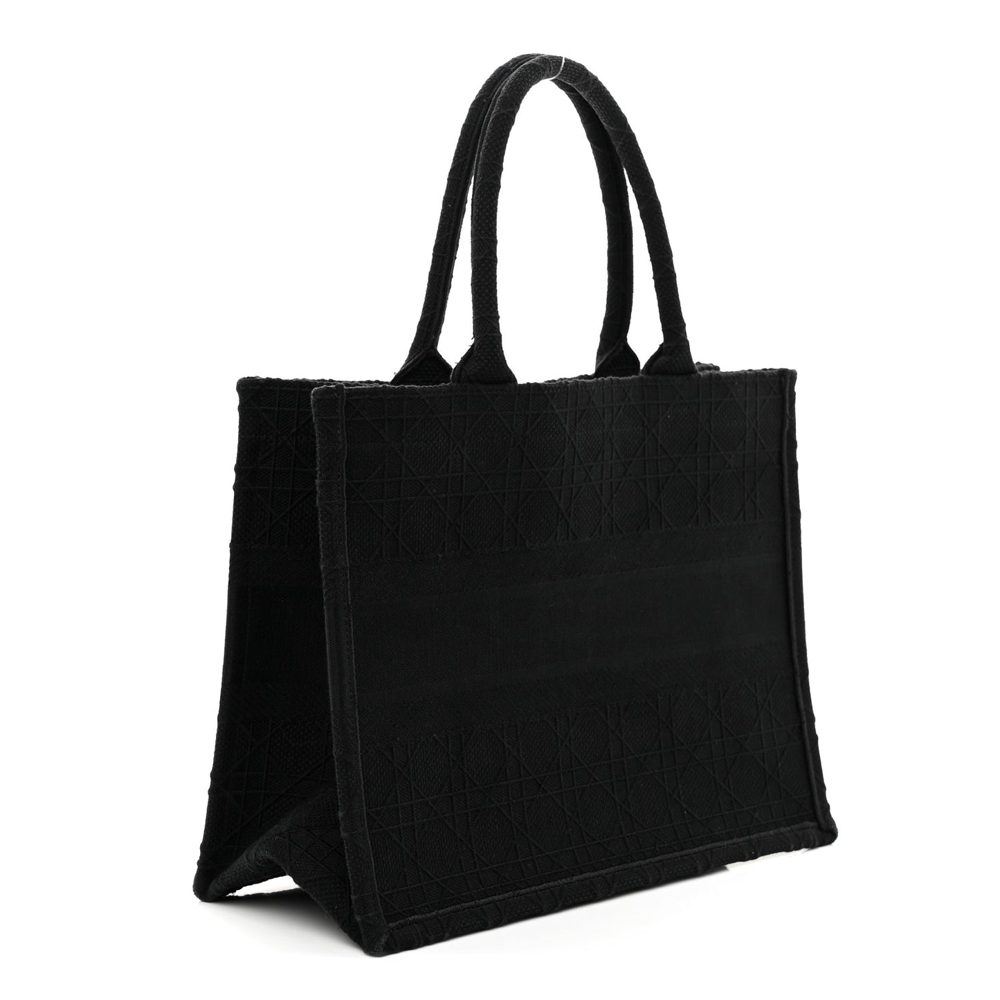 Canvas Embroidered Cannage Medium Book Tote Black Multicolor