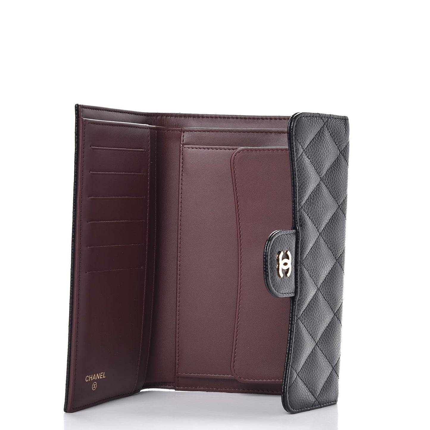 Caviar Quilted Large Flap Wallet Black
