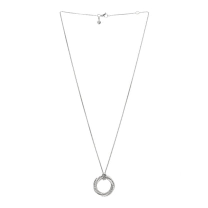 David Yurman Sterling Silver Pave Diamond 21mm Crossover Circle Necklace 1 of 3
