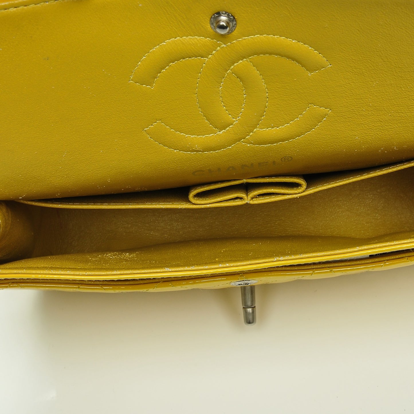 Patent Quilted Small Double Flap Yellow