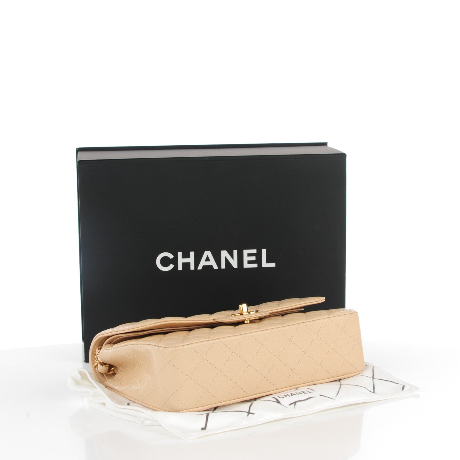 Chanel Caviar Quilted Medium Double Flap Beige Clair 4 of 9