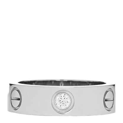 Cartier 18K White Gold 3 Diamond 5.5mm LOVE Ring 51 5.75 3 of 4