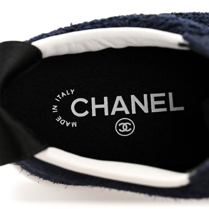 Chanel Tweed Suede Womens Sneakers 36.5 Navy 8 of 9