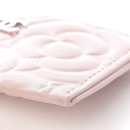 Chanel Lambskin Camellia Embossed Card Holder Nude 10 of 12