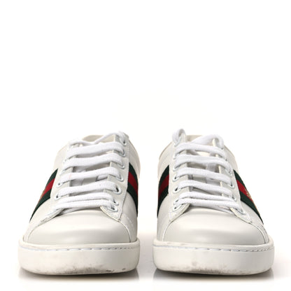 Gucci Calfskin Ayers Bee Embroidered Womens Ace Sneakers 35 White Green 3 of 12