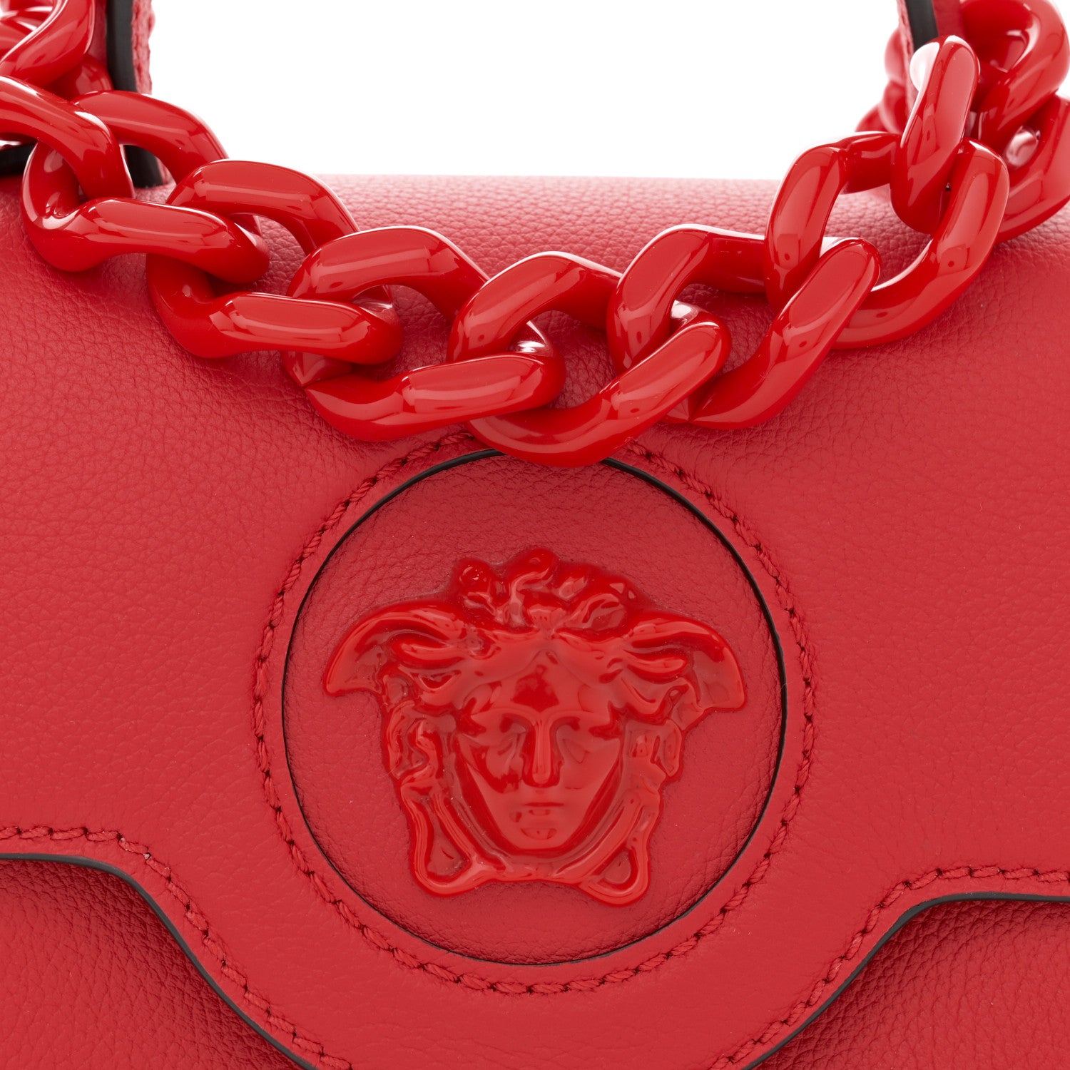 Versace Grained Calfskin Small La Medusa Top Handle Bag Red 8 of 10