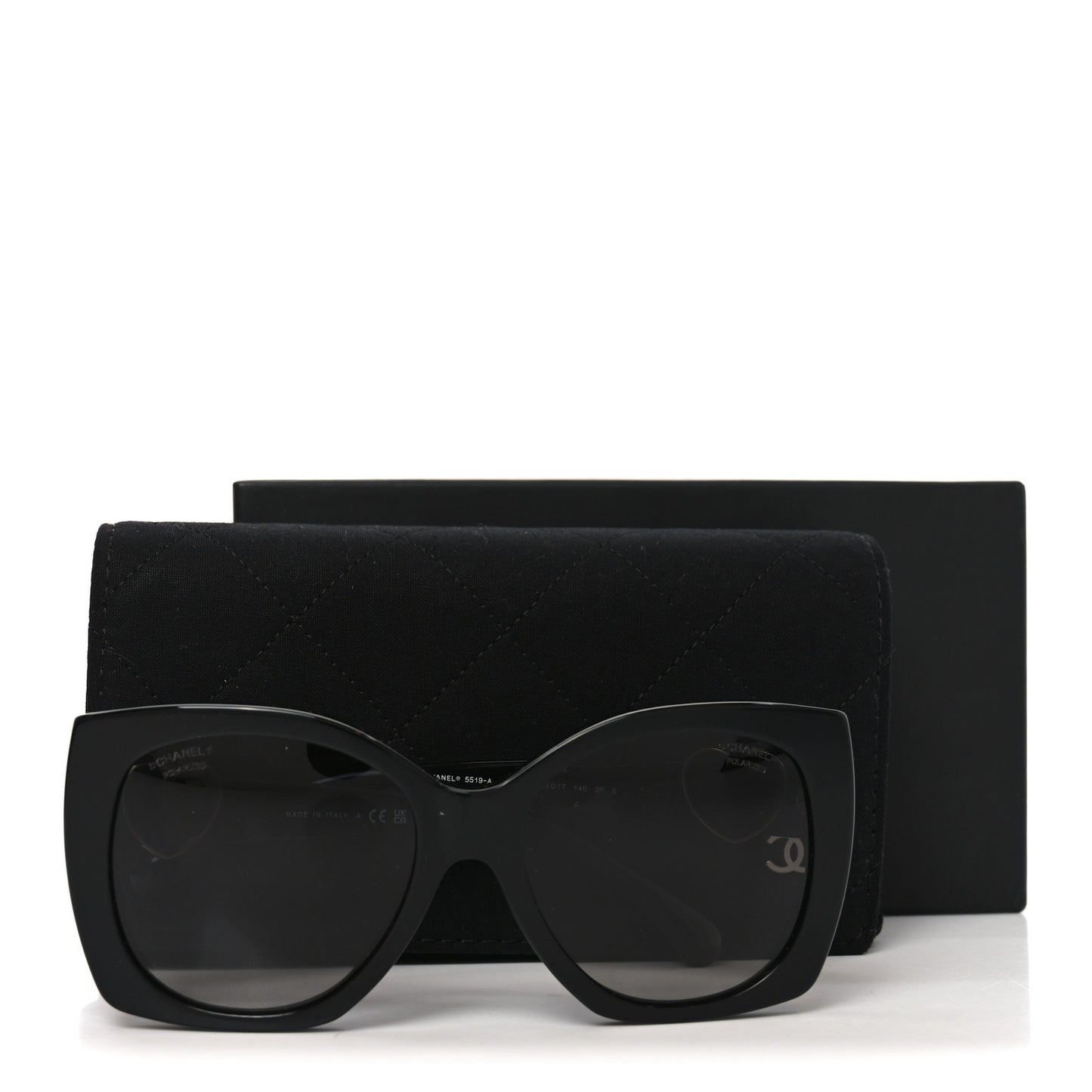Acetate Square CC Heart Sunglasses 5519 Black