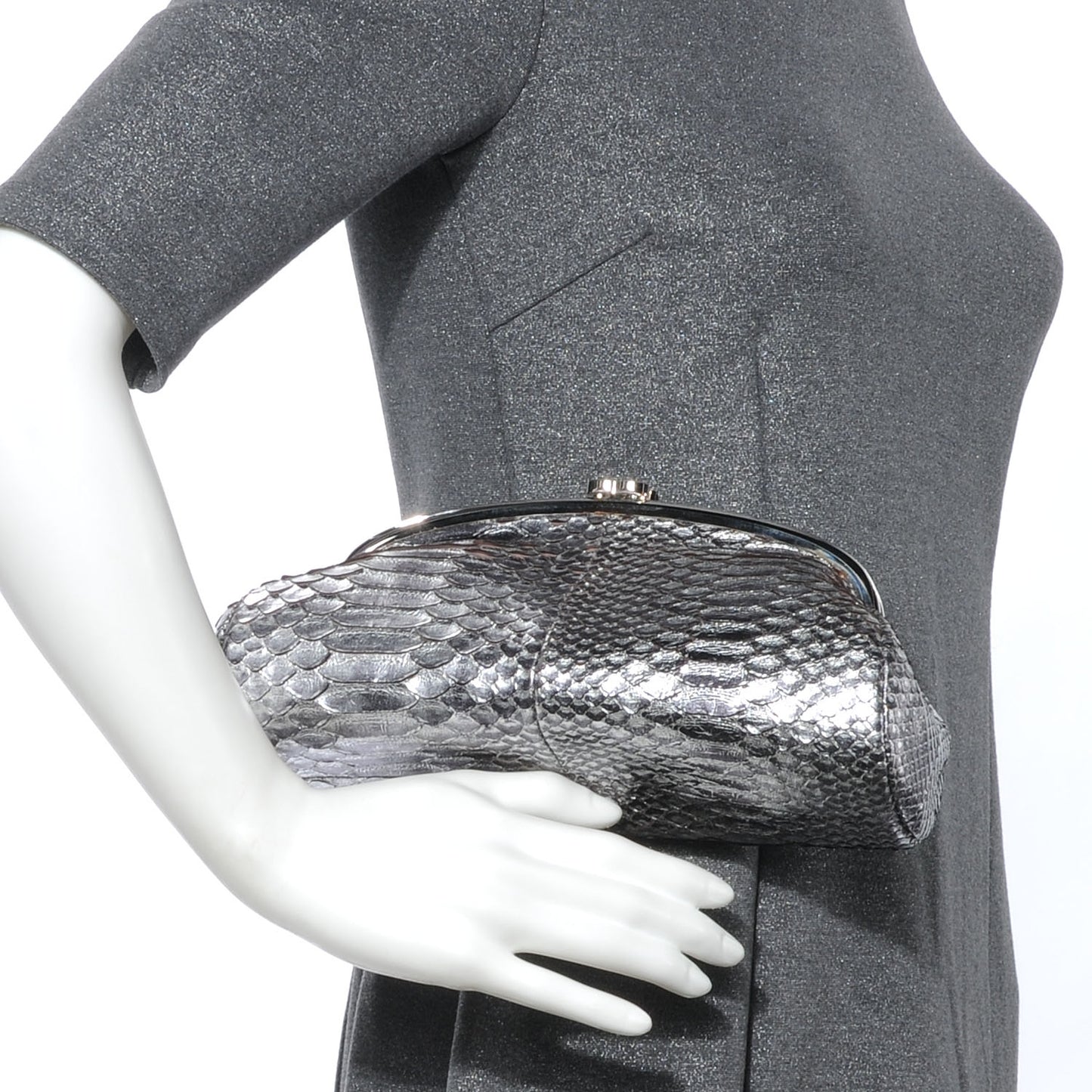 Python Timeless Clutch Dark Silver