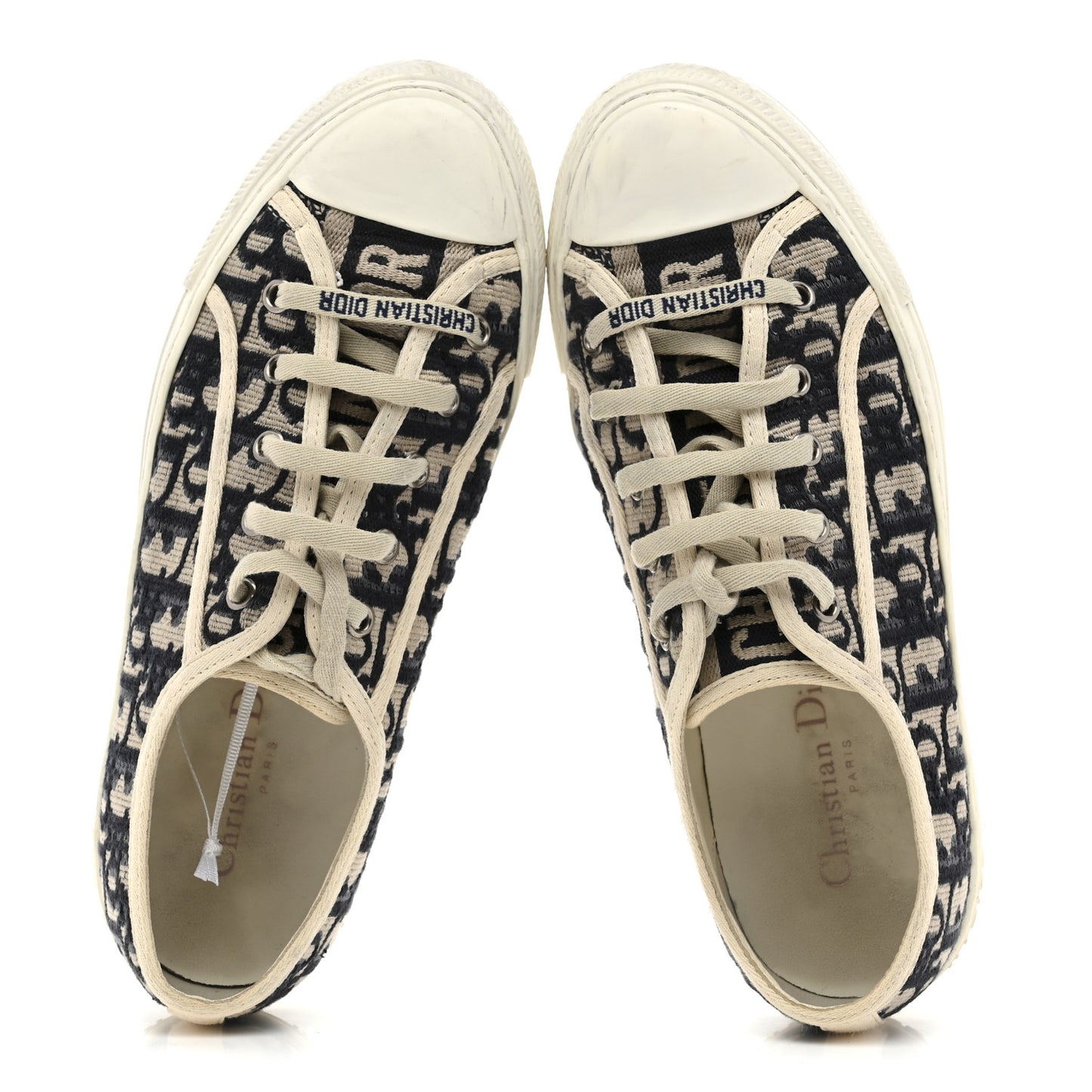 Canvas Oblique Walk 'N' Dior Low Top Sneakers 38.5 Deep Blue