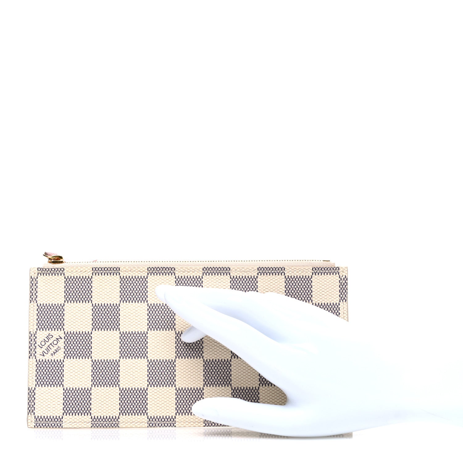 Louis Vuitton Damier Azur Felicie Chain Wallet Zippered Insert Rose Ballerine 2 of 6