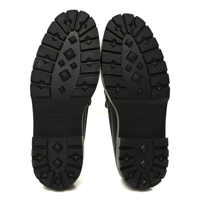 Hermes Calfskin Womens Icone Loafers 37 Black 6 of 9