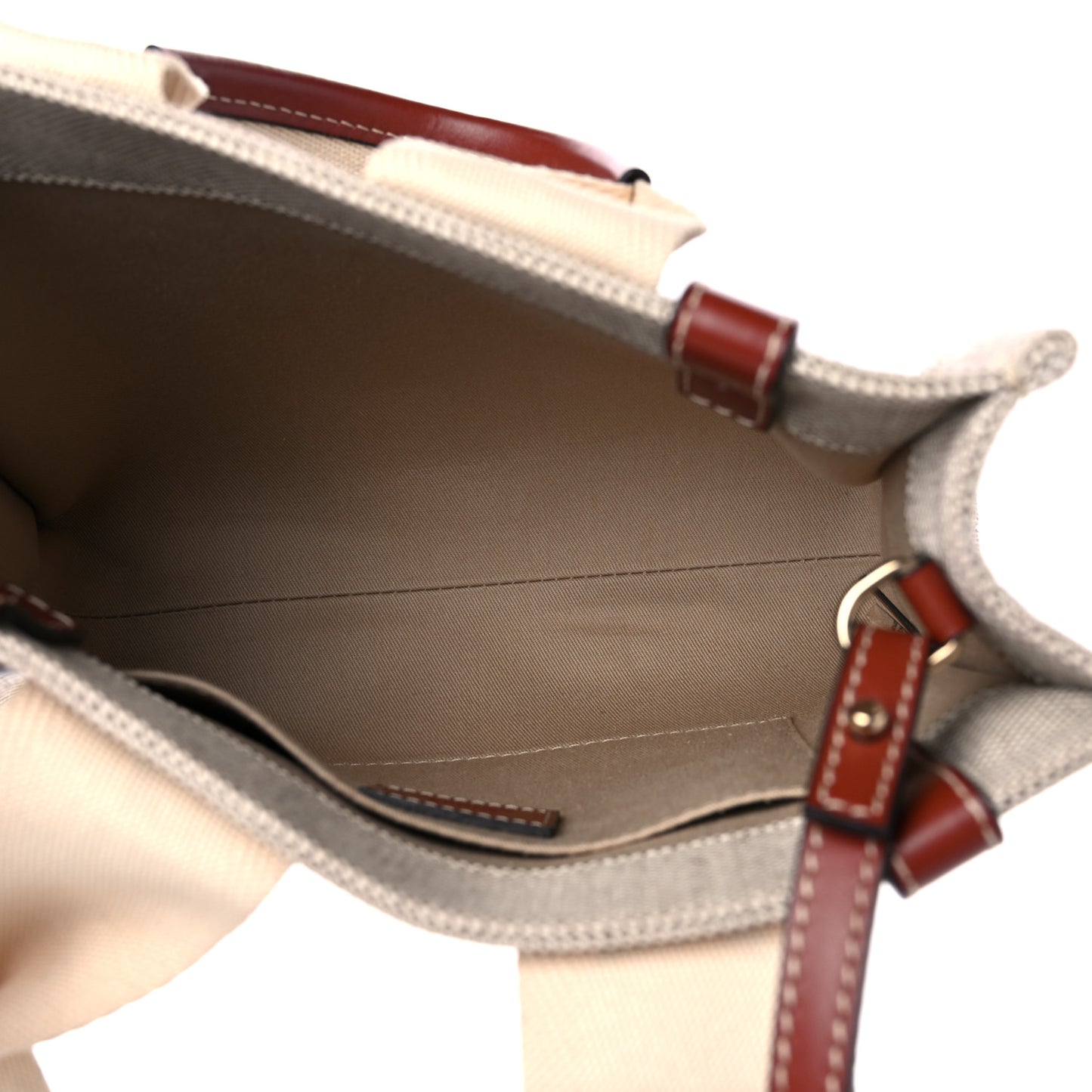 Cotton Calfskin Small Woody Ribbon Tote With Strap White Brown
