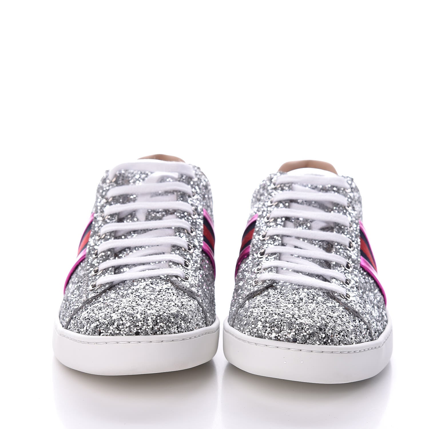 Gucci Glitter Web Womens Ace Sneakers 39.5 Silver 2 of 10