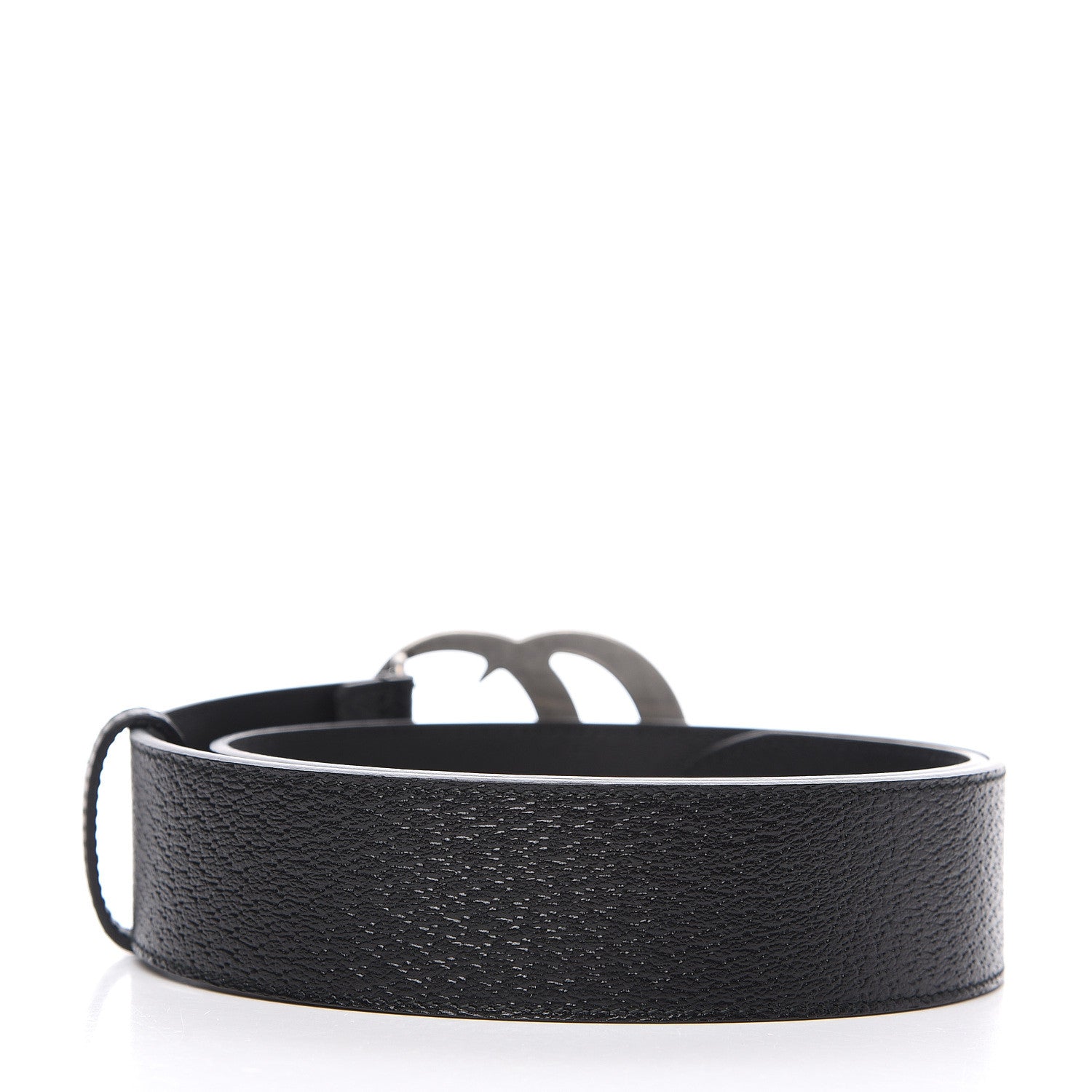 Gucci Textured Dollar Calfskin Nickel Double G 40mm Belt 70 28 Black 2 of 5