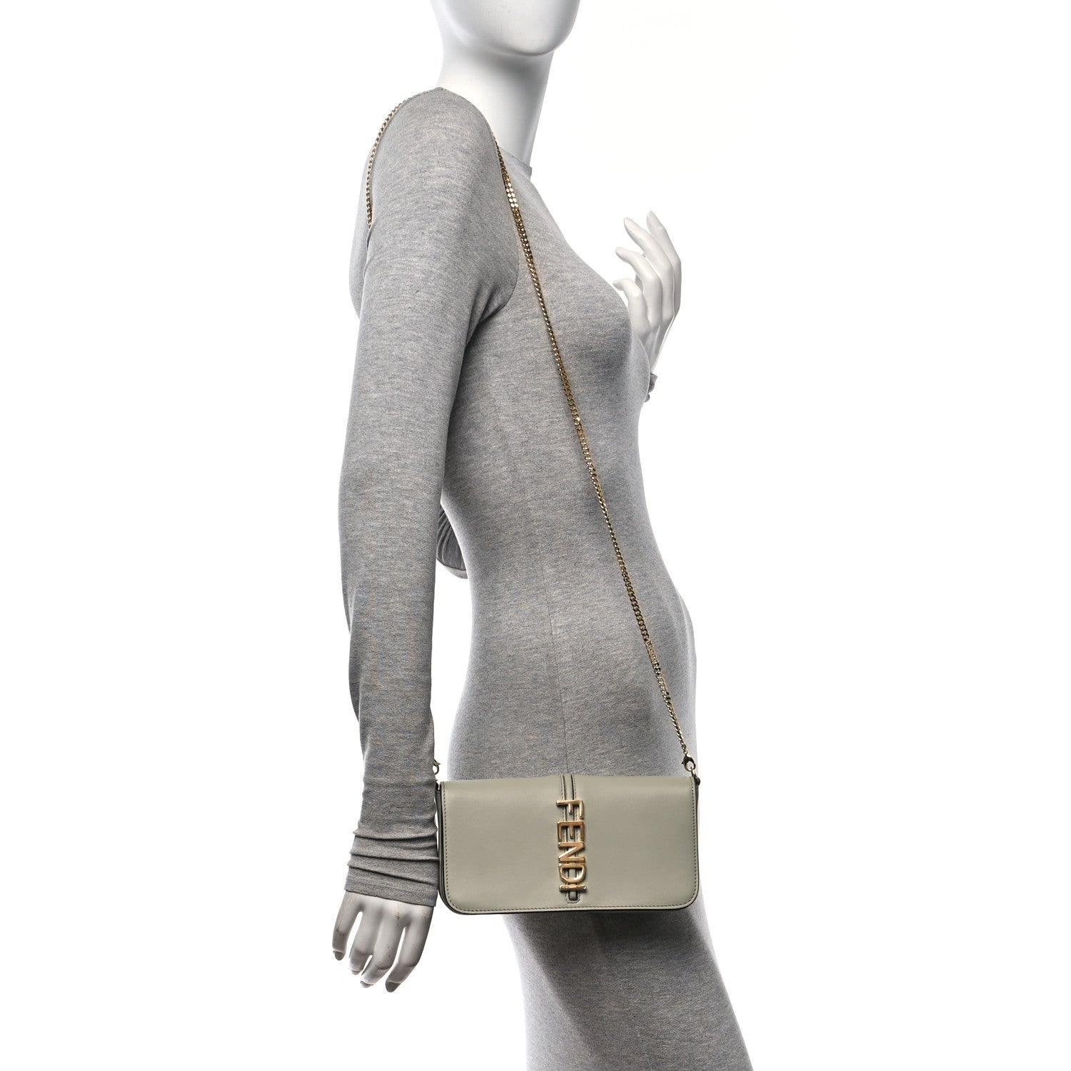Fendi Vitello Grace Matte Fendigraphy Wallet on Chain Green Tea 2 of 10