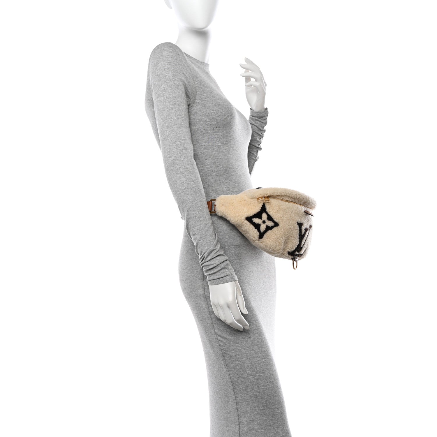 Louis Vuitton Shearling Monogram LV Ski Bumbag Cream Brown 2 of 10