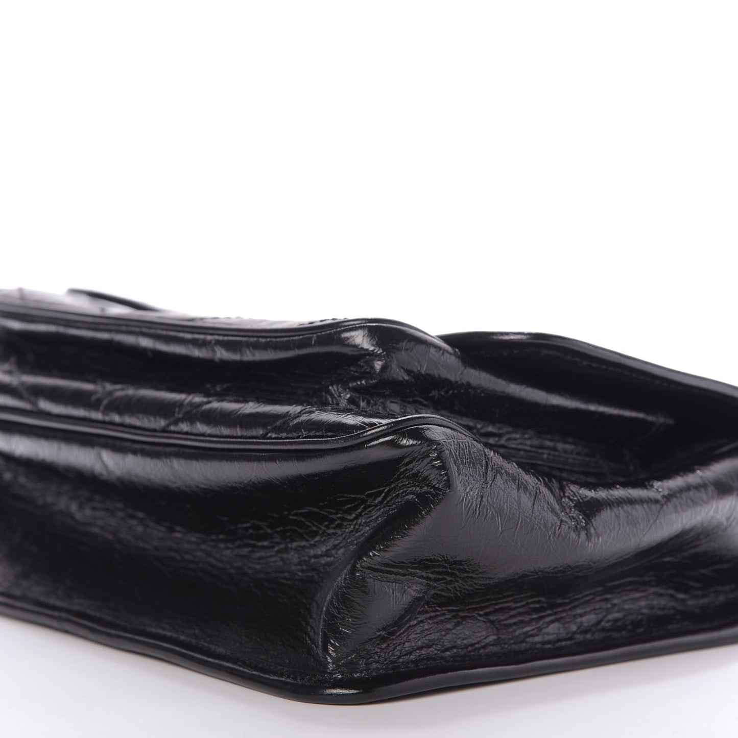 Crinkled Calfskin Matelasse Monogram Medium Niki Chain Satchel Black