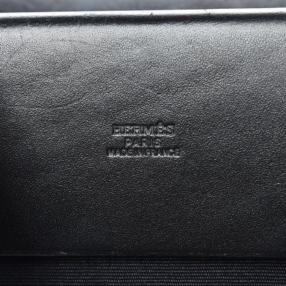 Hermes Toile Calfskin Herbag Cabas MM Black 7 of 16