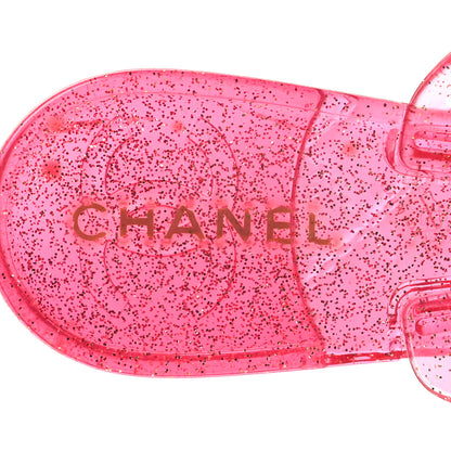 Chanel Glitter Jelly Camellia Thong Sandals 39 Pink 6 of 6