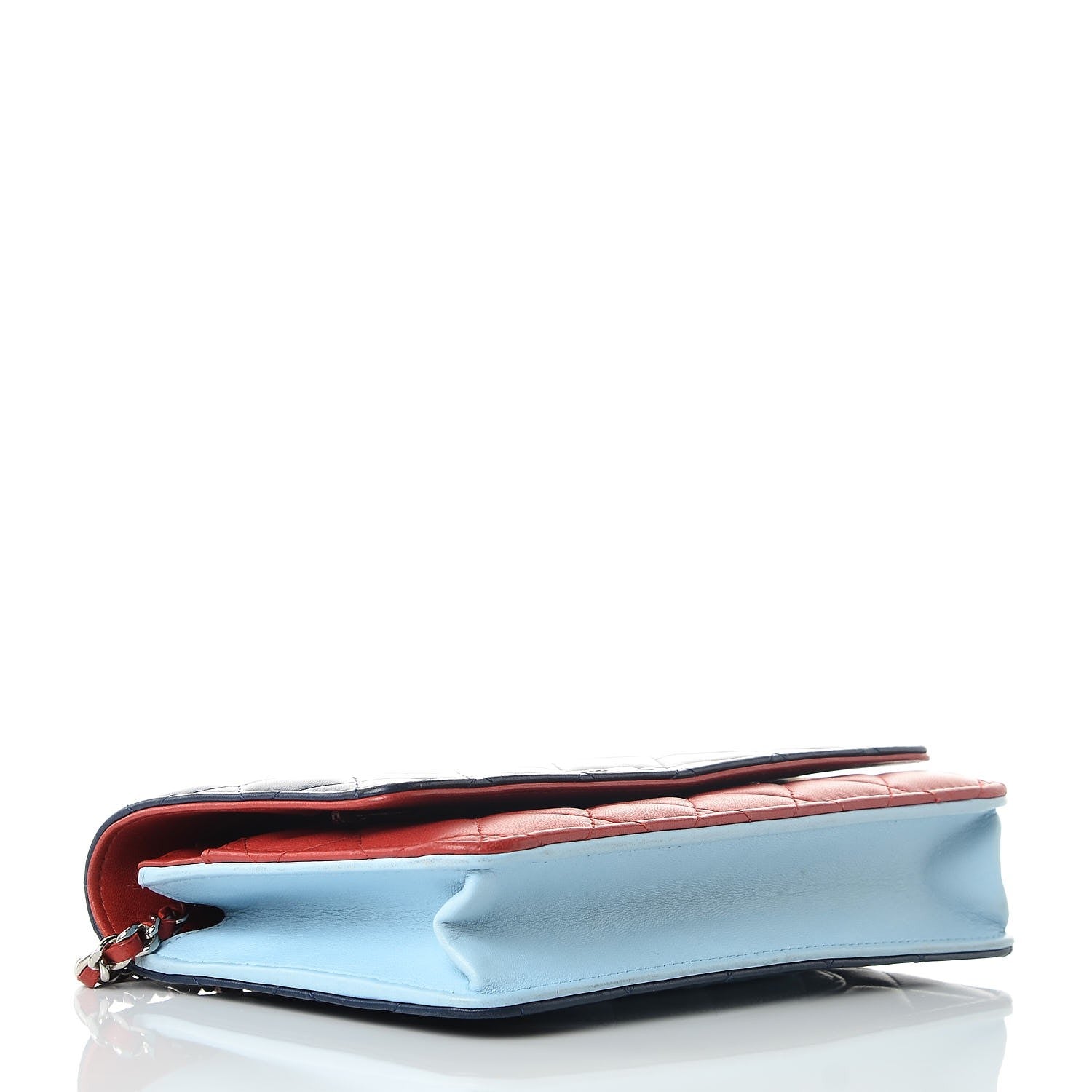 Chanel Lambskin Quilted Tri-Color Wallet On Chain WOC Red 4 of 10