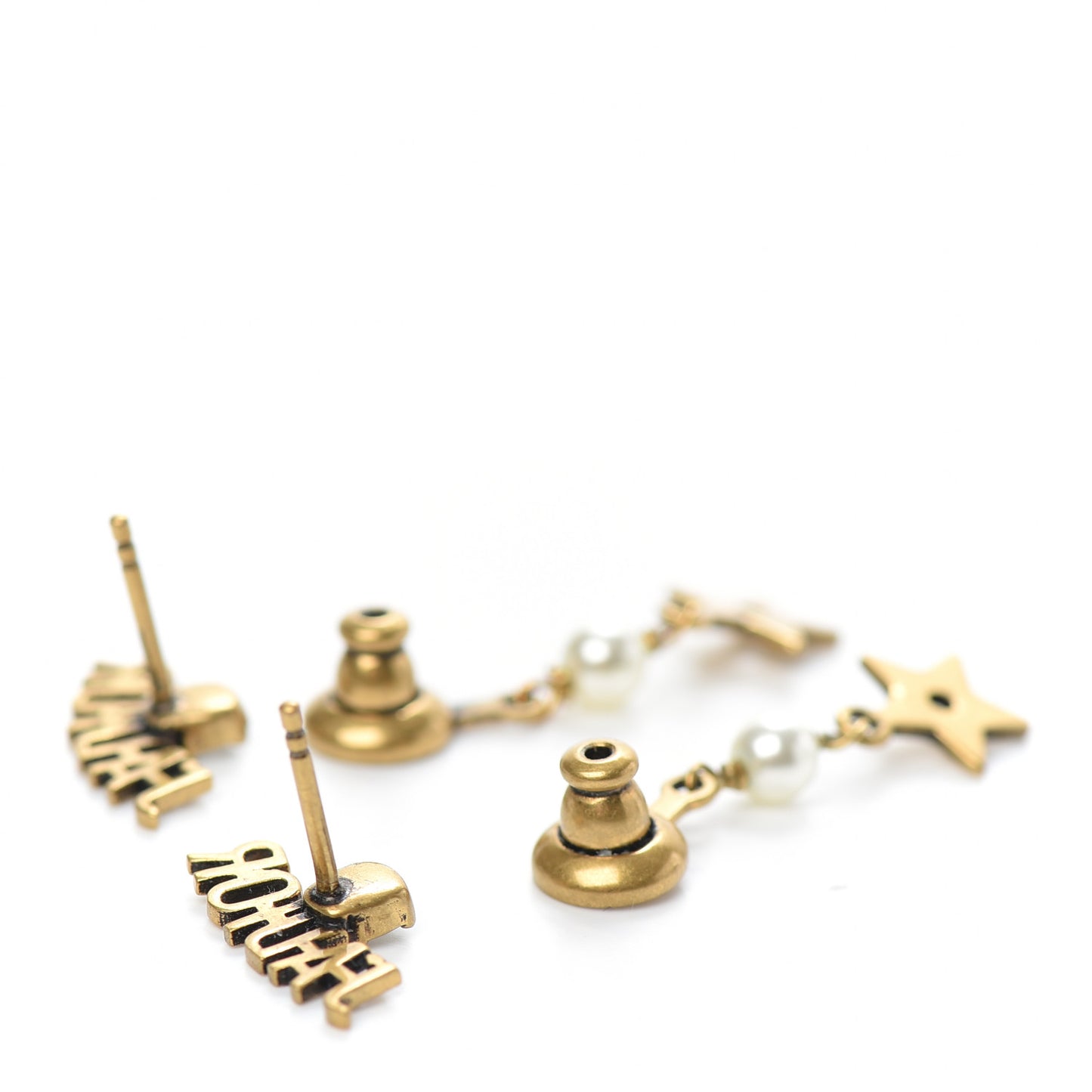 Pearl Crystal Star J'adior Drop Earrings Antique Gold