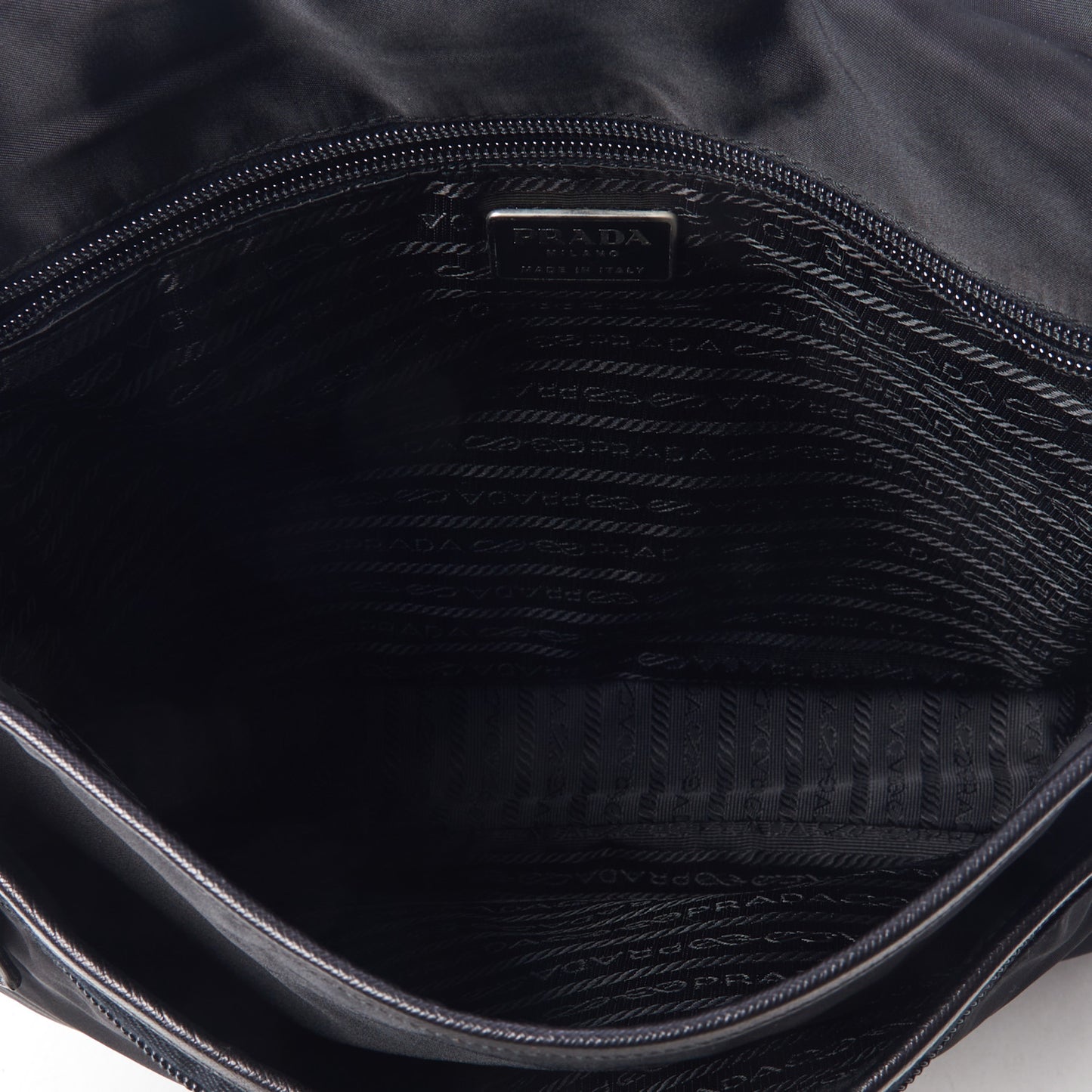 Tessuto Nylon Saffiano Logo Messenger Bag Black