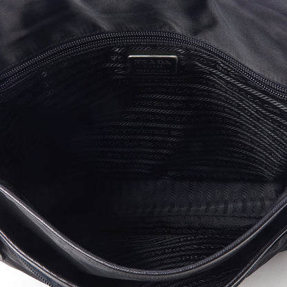 Prada Tessuto Nylon Saffiano Logo Messenger Bag Black 6 of 7