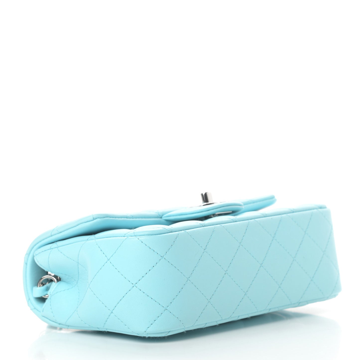 Lambskin Quilted Mini Rectangular Flap Neon Blue