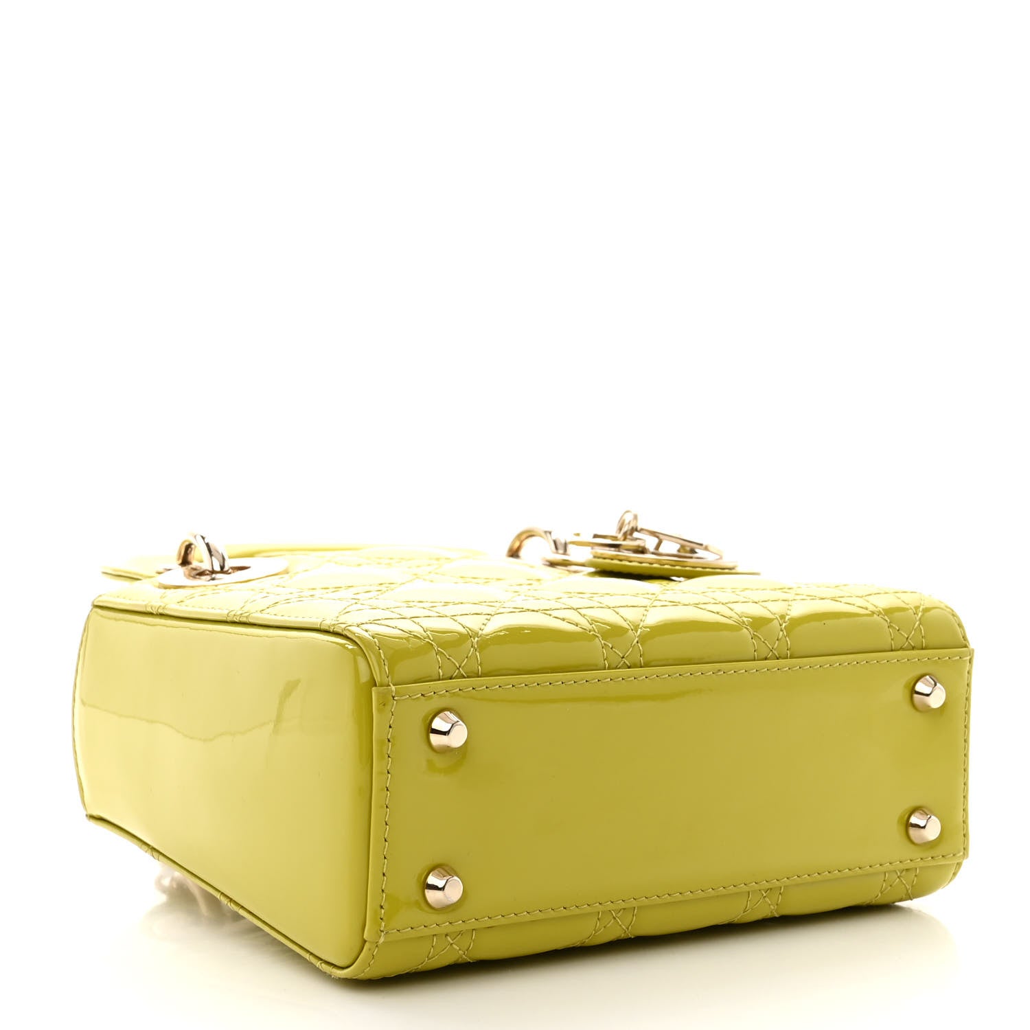 Christian Dior Patent Cannage Mini Lady Dior Lime Yellow 4 of 13