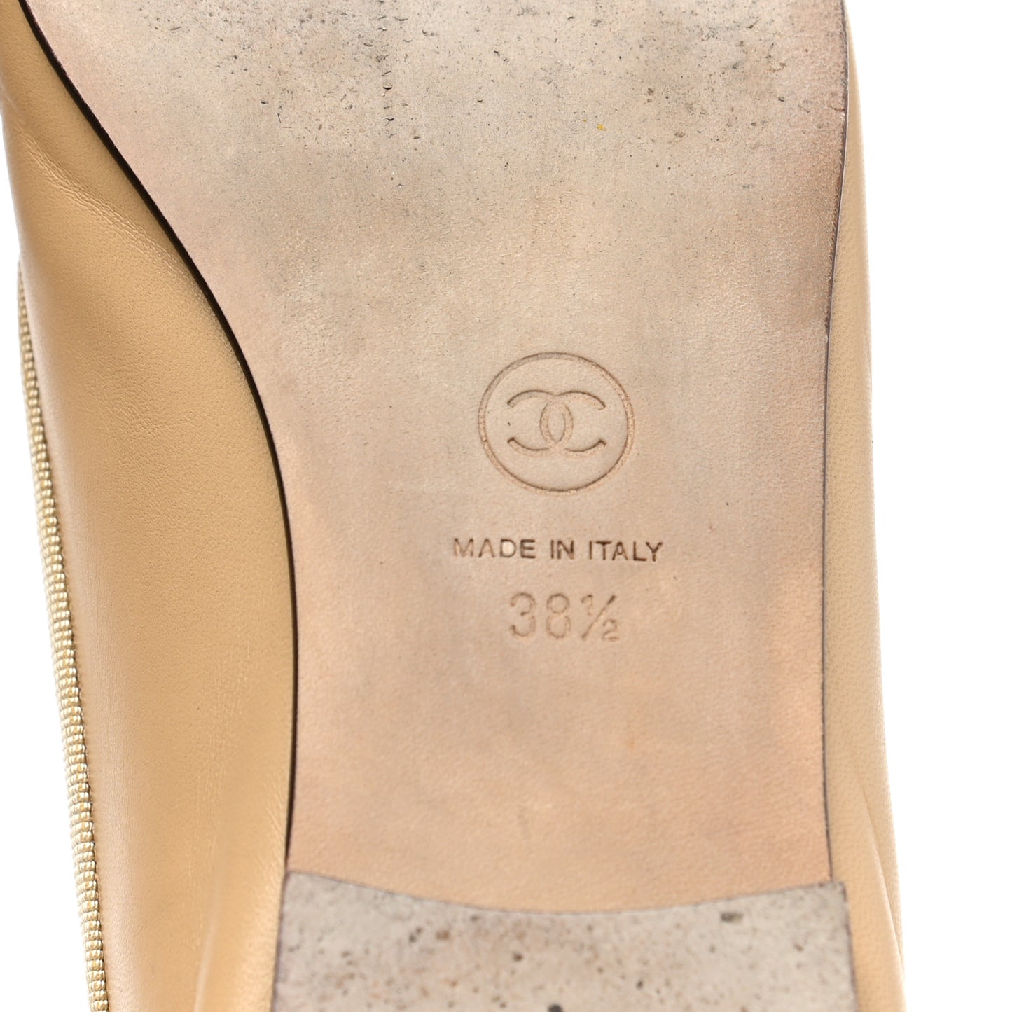 Lambskin Cap Toe CC Ballerina Flats 38.5 Beige Black