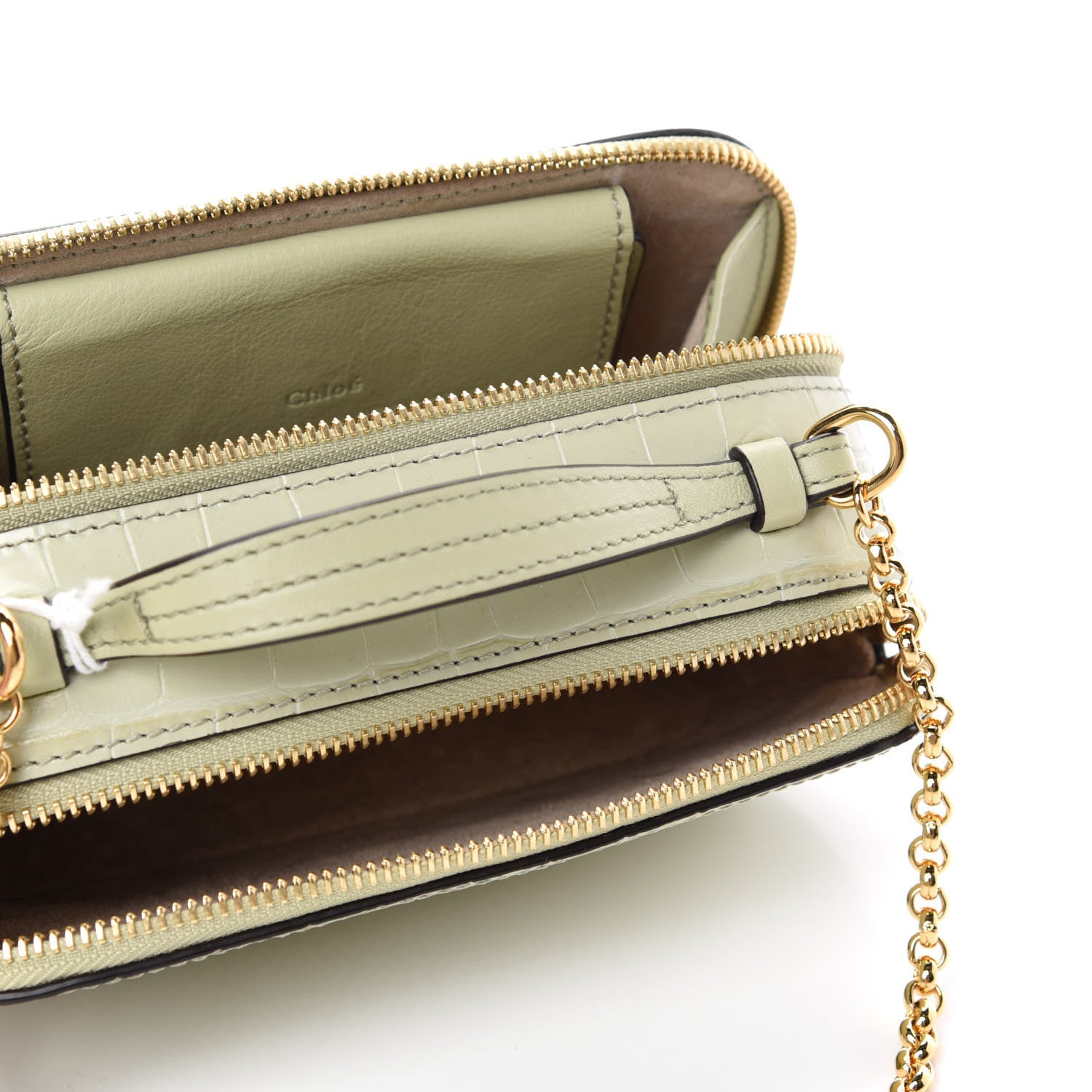 Chloe Calfskin Crocodile Embossed Mini C Vanity Bag Light Eucalyptus 5 of 11