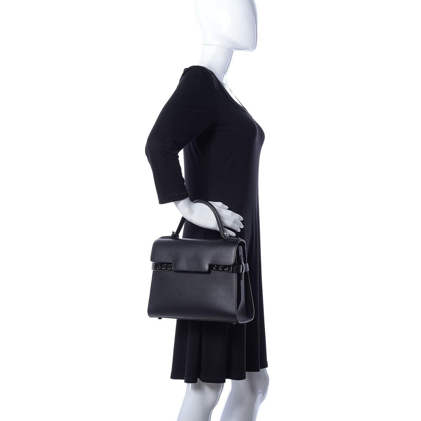Calfskin MM Tempete Satchel Black