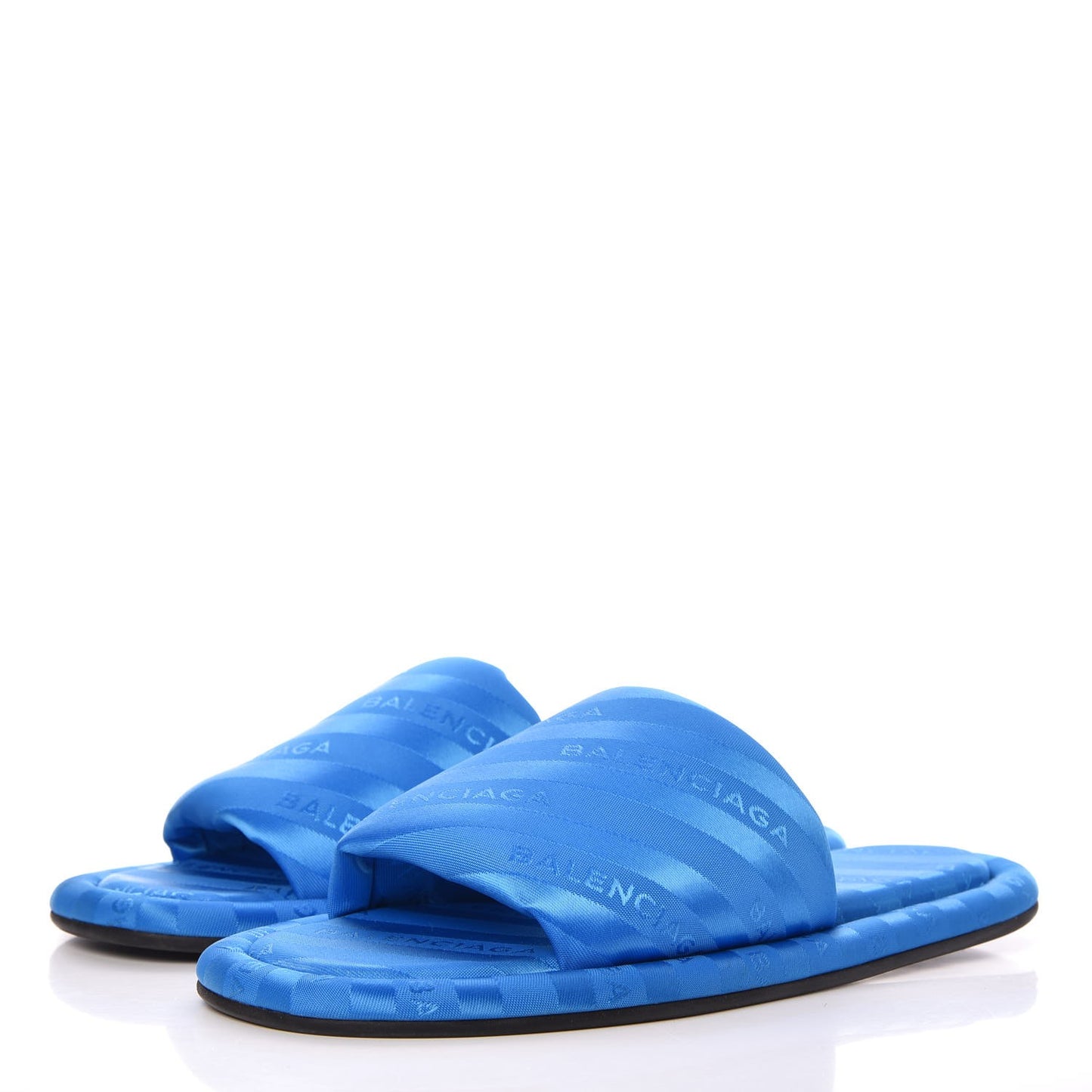 Nylon Jacquard Diagonal Logo Hotel Slide Sandals 35 Bleu