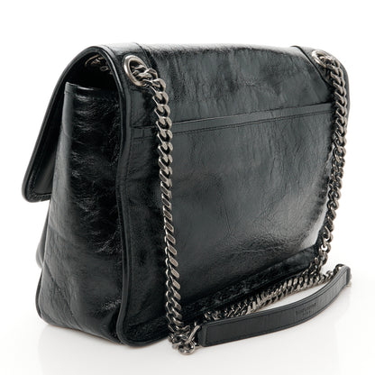 Saint Laurent Crinkled Calfskin Monogram Medium Niki Chain Satchel Black 3 of 11