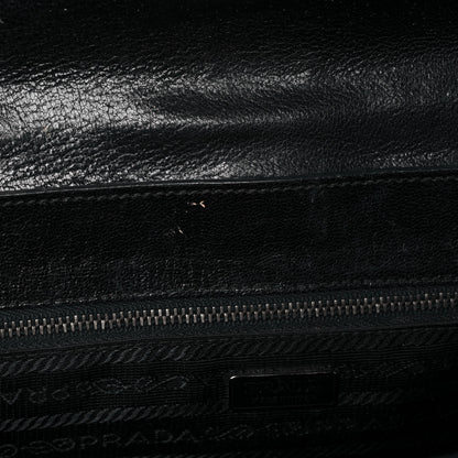 Prada Goatskin Flap Bag Black 10 of 12