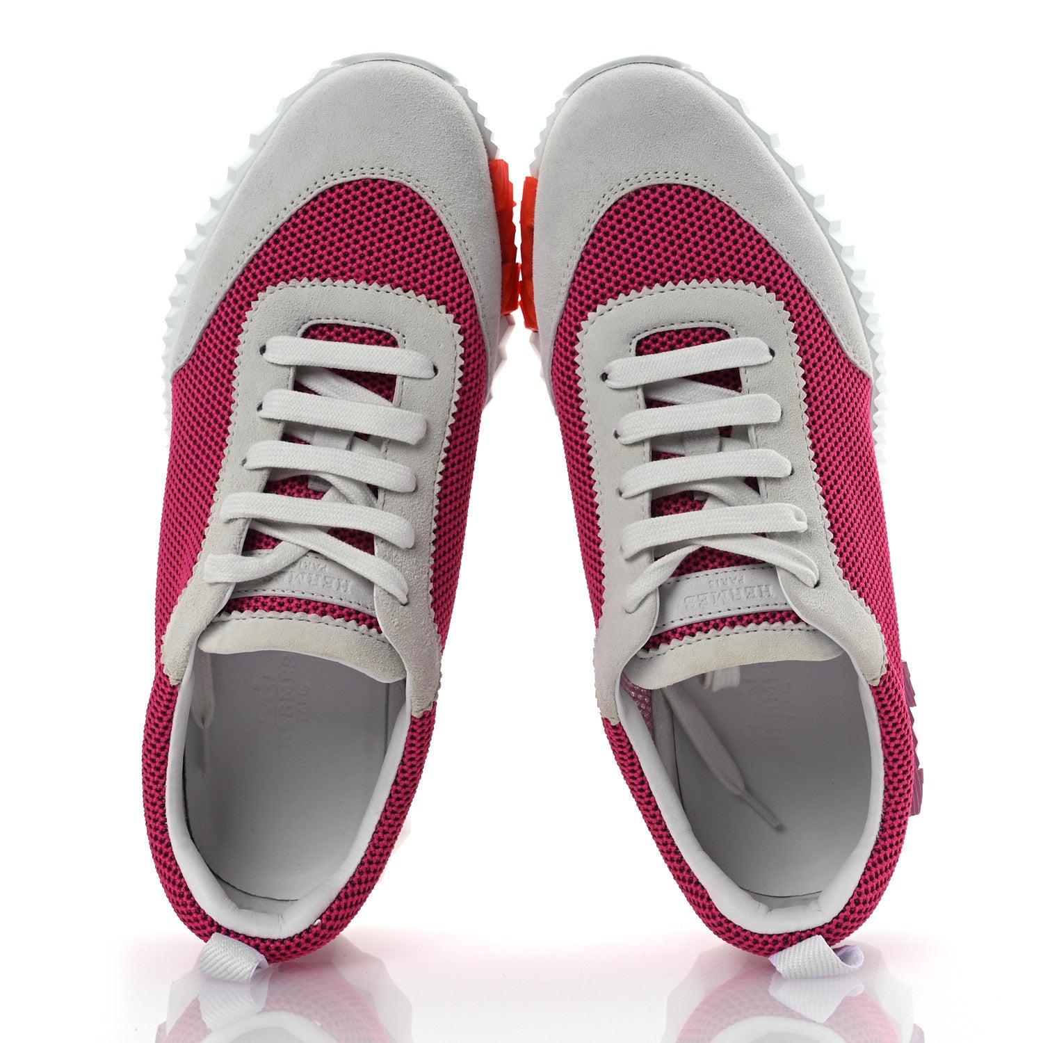 Hermes Air Mesh Suede Goatskin Bouncing Sneakers 38 Rose Multicolor 2 of 12