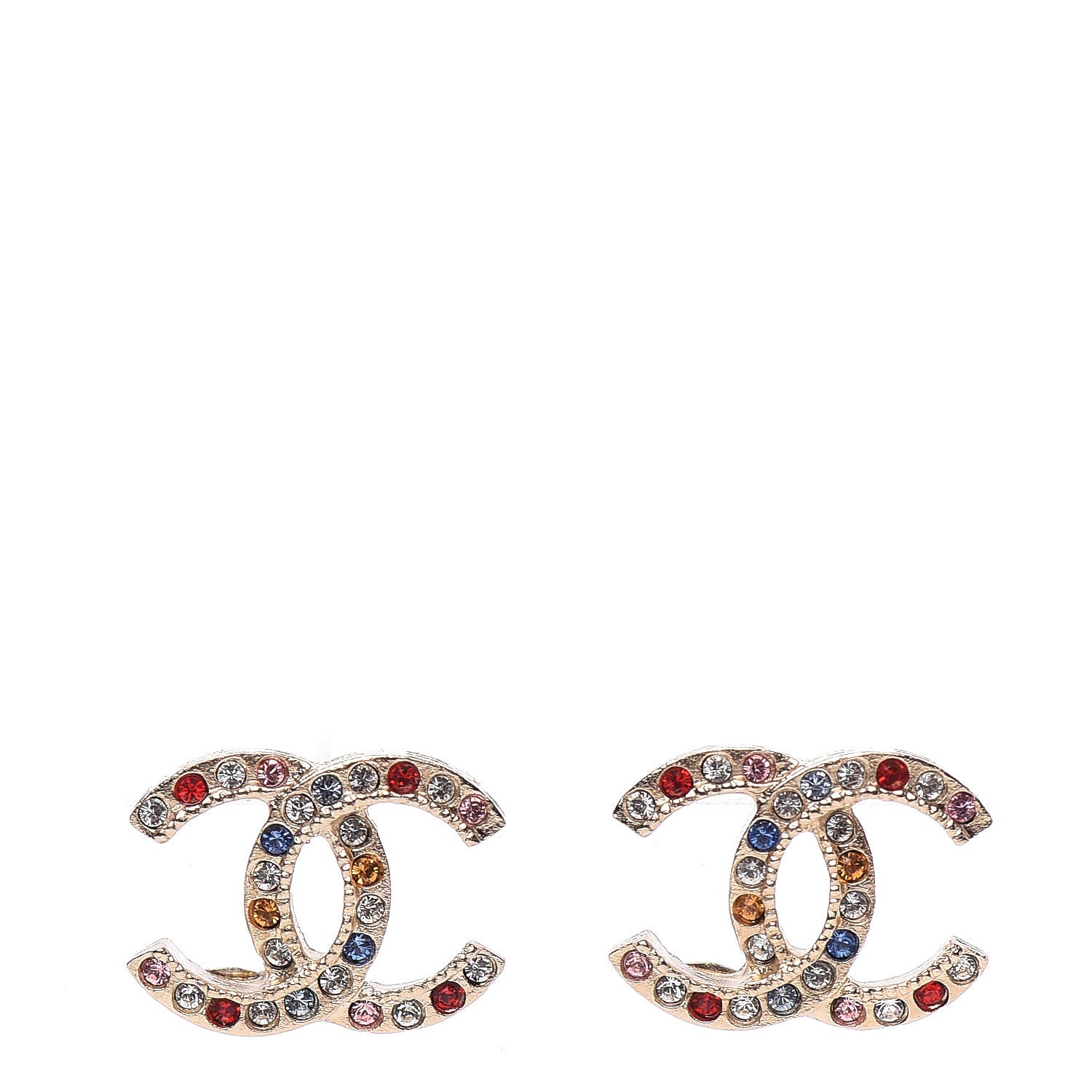 Chanel Crystal CC Earrings Gold Multicolor 1 of 5