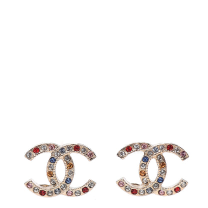 Chanel Crystal CC Earrings Gold Multicolor 1 of 5