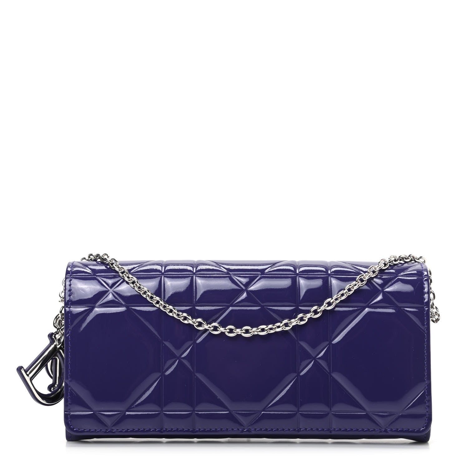 Christian Dior Patent Cannage Rendez-vous Chain Wallet Violet 1 of 7