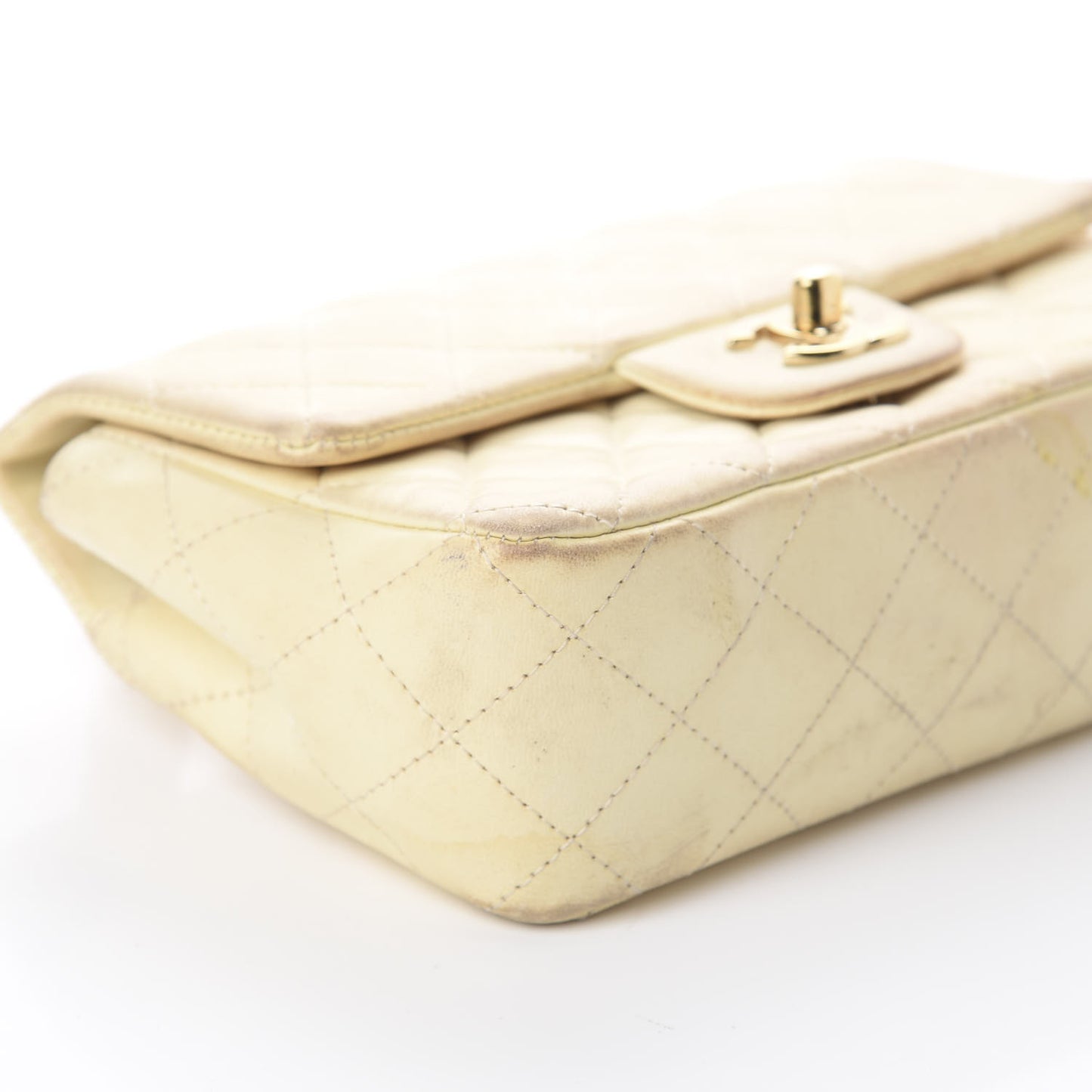 Lambskin Quilted Mini Rectangular Flap Beige