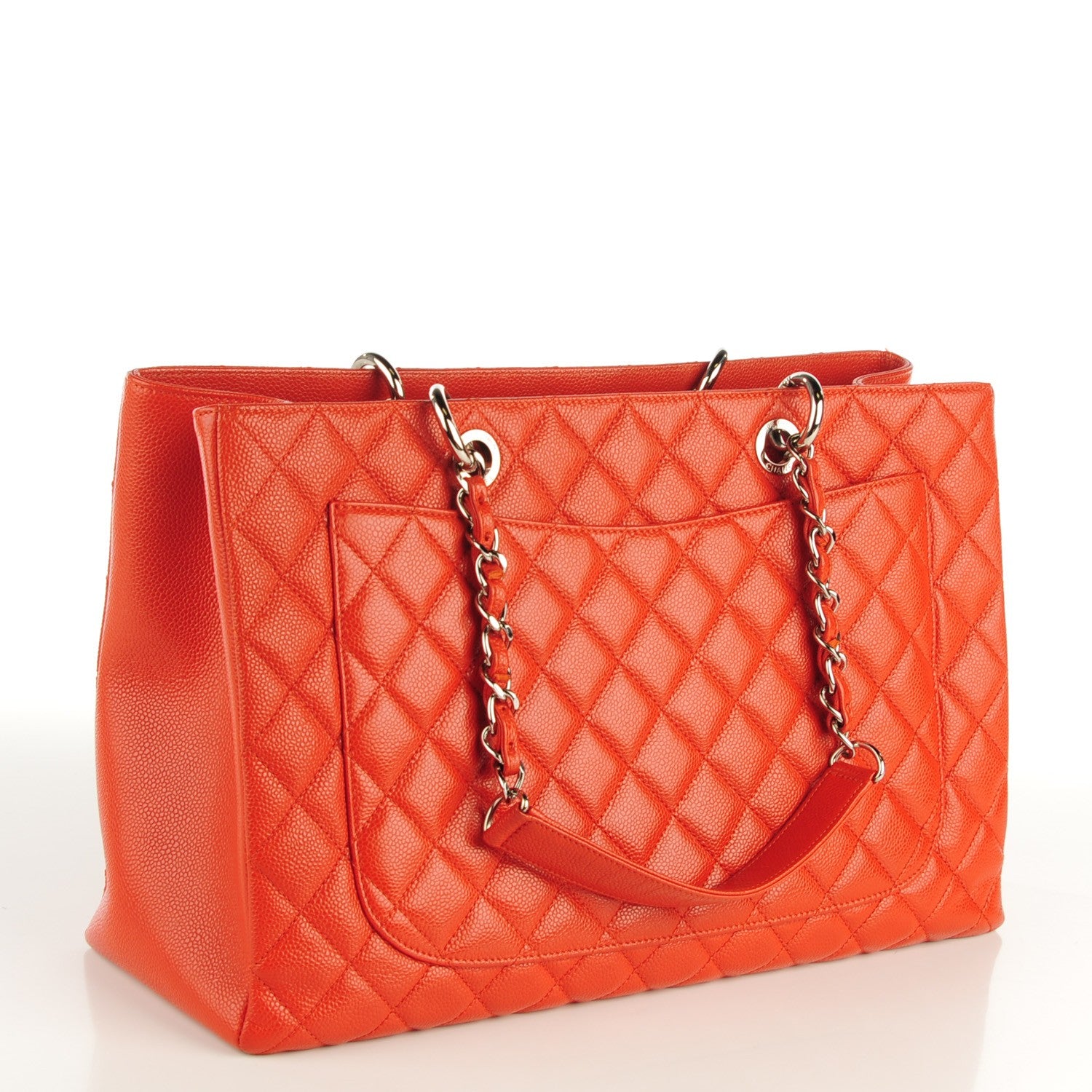 Chanel Caviar Quilted XL Grand Shopping Tote GST Orange 3 of 7