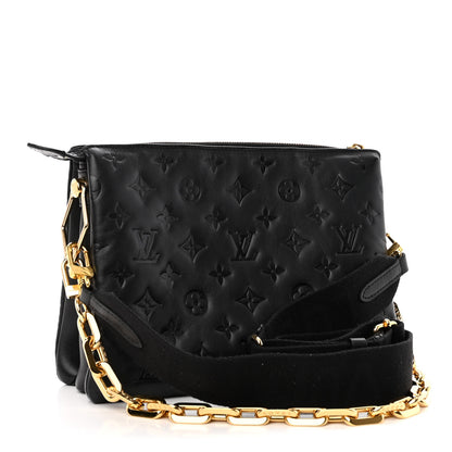Louis Vuitton Lambskin Embossed Monogram Coussin PM Black 3 of 12