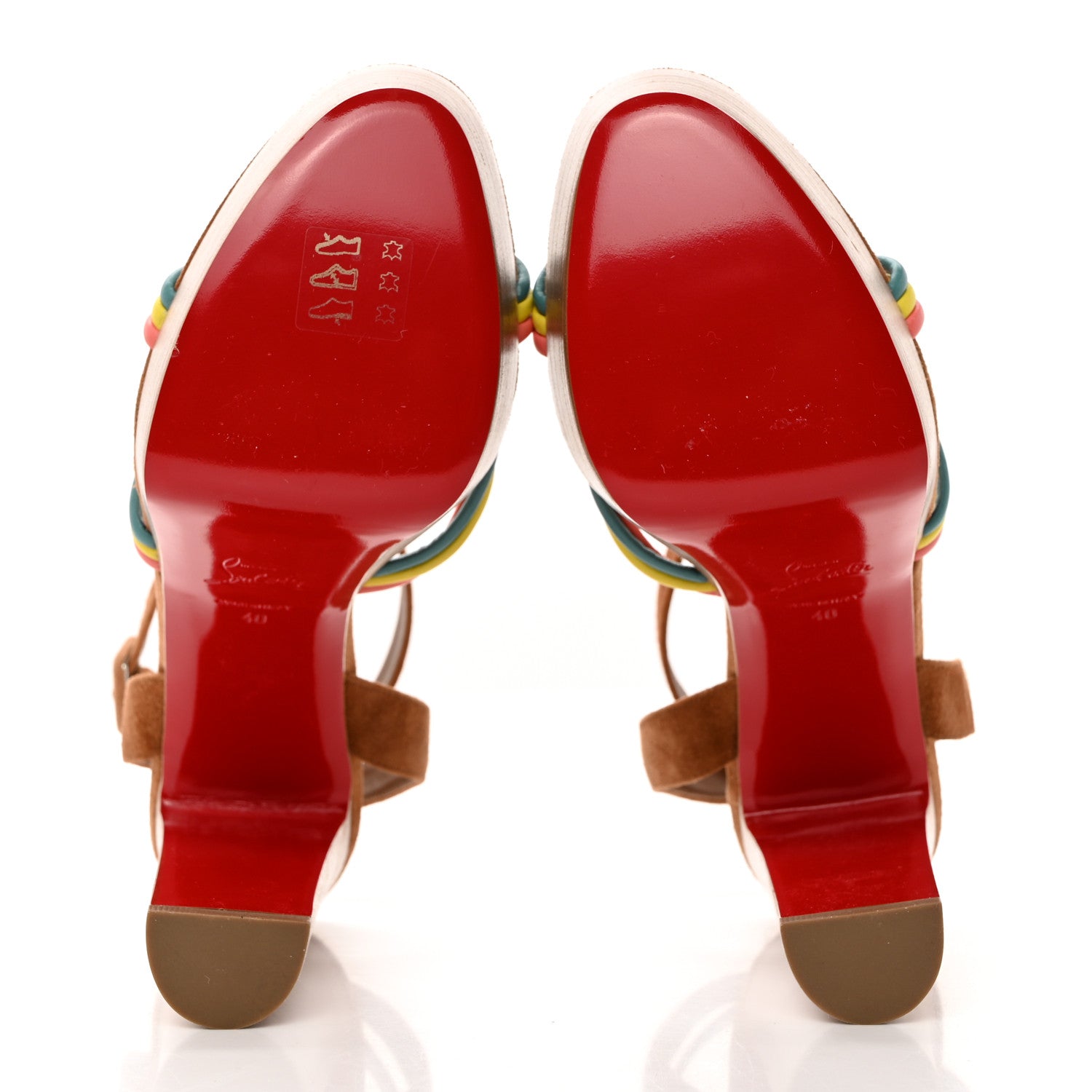 Christian Louboutin Nappa Veau Velours Couio Ella 130 Sandals 40 Multicolor Beige 5 of 7