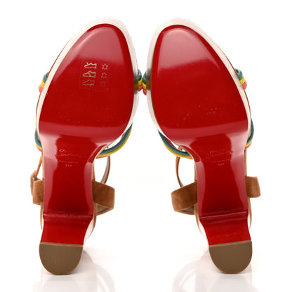 Christian Louboutin Nappa Veau Velours Couio Ella 130 Sandals 40 Multicolor Beige 5 of 7