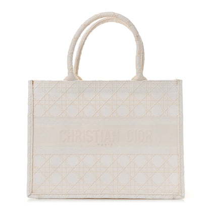 Christian Dior Canvas Embroidered Cannage Medium Book Tote White 1 of 14